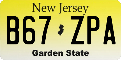 NJ license plate B67ZPA