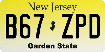NJ license plate B67ZPD