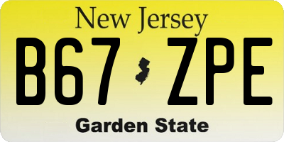 NJ license plate B67ZPE