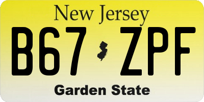 NJ license plate B67ZPF