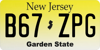 NJ license plate B67ZPG
