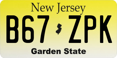 NJ license plate B67ZPK