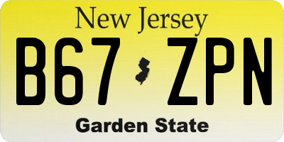 NJ license plate B67ZPN
