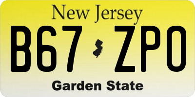 NJ license plate B67ZPO