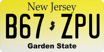 NJ license plate B67ZPU