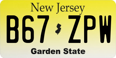 NJ license plate B67ZPW