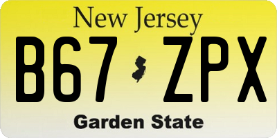 NJ license plate B67ZPX