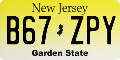 NJ license plate B67ZPY