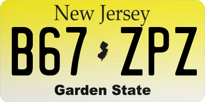 NJ license plate B67ZPZ