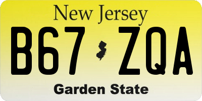 NJ license plate B67ZQA