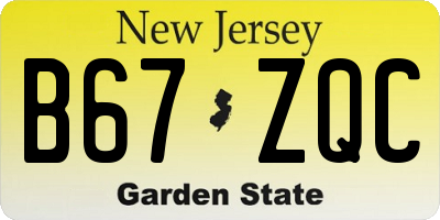 NJ license plate B67ZQC