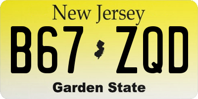 NJ license plate B67ZQD