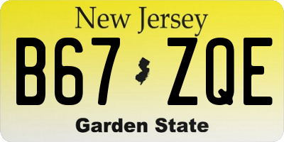 NJ license plate B67ZQE