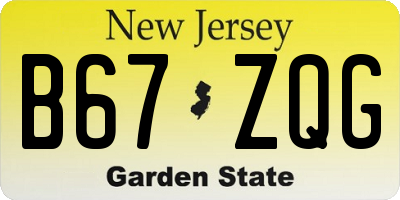 NJ license plate B67ZQG