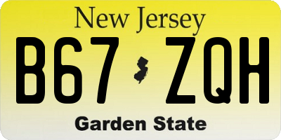 NJ license plate B67ZQH