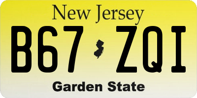NJ license plate B67ZQI