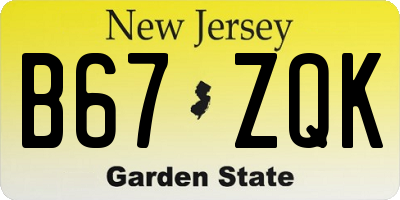NJ license plate B67ZQK