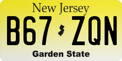 NJ license plate B67ZQN