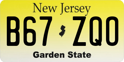 NJ license plate B67ZQO