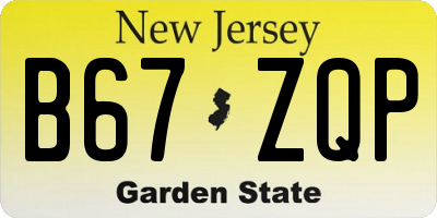 NJ license plate B67ZQP