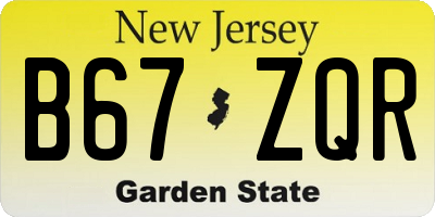 NJ license plate B67ZQR