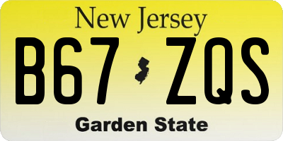 NJ license plate B67ZQS