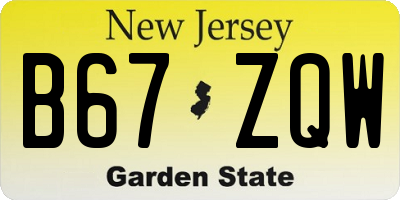 NJ license plate B67ZQW