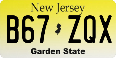 NJ license plate B67ZQX
