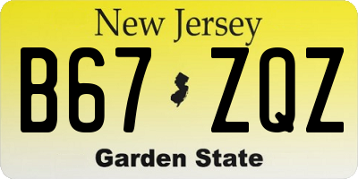 NJ license plate B67ZQZ