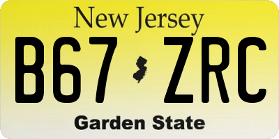 NJ license plate B67ZRC