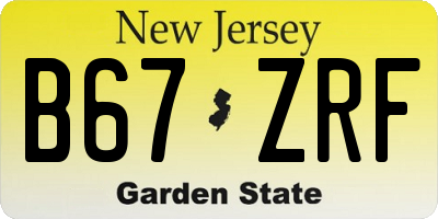 NJ license plate B67ZRF