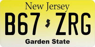 NJ license plate B67ZRG