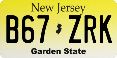 NJ license plate B67ZRK