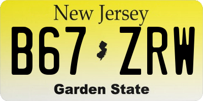 NJ license plate B67ZRW