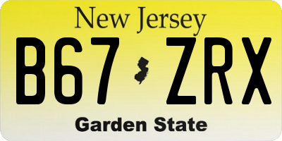 NJ license plate B67ZRX