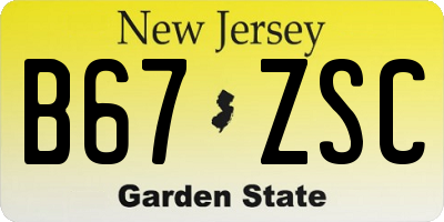 NJ license plate B67ZSC