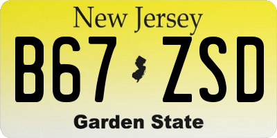 NJ license plate B67ZSD