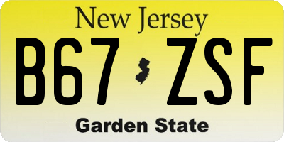 NJ license plate B67ZSF