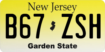 NJ license plate B67ZSH