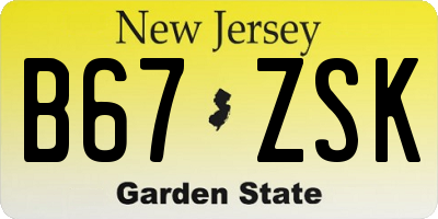 NJ license plate B67ZSK