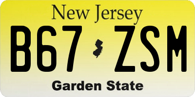 NJ license plate B67ZSM