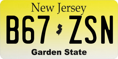 NJ license plate B67ZSN