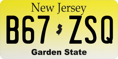 NJ license plate B67ZSQ