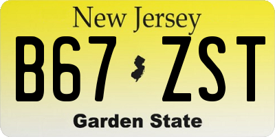 NJ license plate B67ZST
