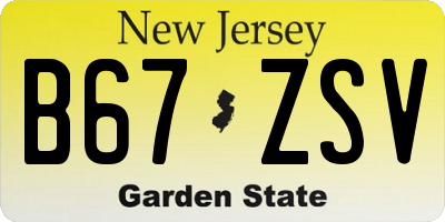 NJ license plate B67ZSV