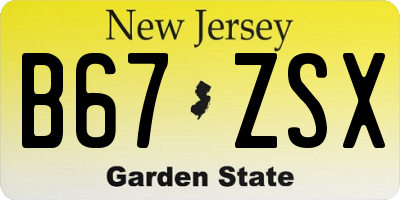 NJ license plate B67ZSX