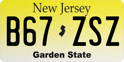 NJ license plate B67ZSZ