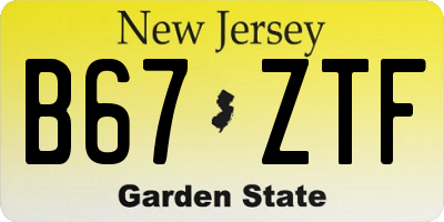 NJ license plate B67ZTF