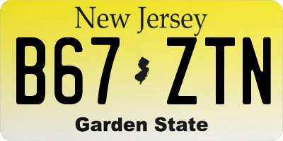 NJ license plate B67ZTN