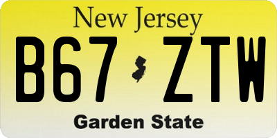 NJ license plate B67ZTW